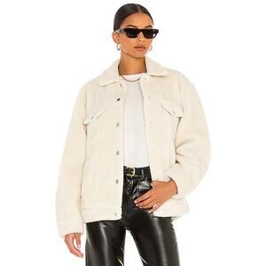 Anine Bing Cream Sherpa Rory Snap Front Jacket S